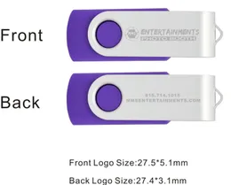 Atacado 100pcs impressos personalizados logotipo 256MB USB 2.0 Flash Drive metal giratória gravada Personalizar Memory Stick para o computador portátil Pen Drive