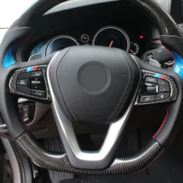 ألياف الكربون سيارة التصميم ملصقا الداخلية عجلة القيادة أزرار تريم غطاء الملحقات لسيارات BMW 5 سلسلة 6GT X3 G01 G30 G32 G38