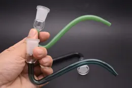 Högkvalitativt glas J Hook Adapter Vatten Bongs Ash Catcher DIY Tillbehör 14mm 18mm Kvinna Tjock Pyrex Glass Straw Curve Pipes Färgglada