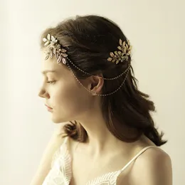 Akcesoria do włosów ślubnych z perłami markizowe rhineston złota kobiety ręcznie robione włosy biżuteria ślubna hEPERYS-AKCESACJA BRIDAL BW-HP827