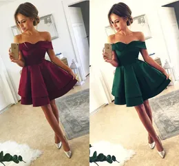 2019 New Off the Shoulder Simple Satin Short Homecoming Dresses Custom Made Cheap Mini Cocktail Party Gowns BA9603