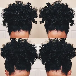 조랑말 꼬리는 러시아의 브라질 처녀 머리에 자연 검은 아프리카 곱슬 곱슬 머리칼 인간의 머리카락에 확장 진짜 hair120g # 1 컬러