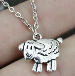 20pcs/lot Fashion Necklace Antique Silver Vintage Sheep Charms Pendants Necklace 60cm