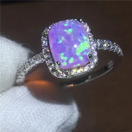 2017 Nowa para Rocznica pierścień Różowy 5a Opal CZ Białe Złoto Wypełnione Party Wedding Band Pierścienie Dla Kobiet Mężczyzn Biżuteria Prezent