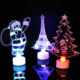 3 d LEDランプ漫画子供のおもちゃかわいいサンタクロースクリスマスツリー雪だるまの夜のライトホームパーティーの装飾1 8sc c