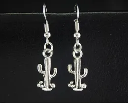 20Pair silverpläterad kaktus dangle drop örhängen charm hängsmycke örhängen örhängen handgjorda DIY smycken nytt