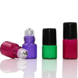 1ml 2ml Metal Roller Bottles For Essential Oils Mini Glass Roll On Bottles With Black Lid lin2891