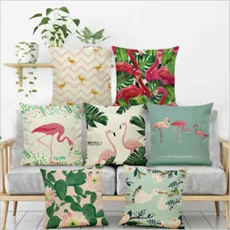 2018 Partihandel Cartoon Flamingo Style Pillow Case Färgglada fåglar Bladkudde Sköt Söt Animal Printing Kudde Kedja Kid Present Gratis Frakt