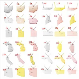 MULHERES de Aço Inoxidável Jóias EUA mapa colar eua estado colares Pingente de Colar de Coração Charme Mapa Colares de Jóias 60 design