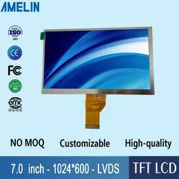 7 inch TFT 100% novo módulo lcd display 1024 * 600 resolução com ecrã de ângulo de visão TN e painel de interface LVDS