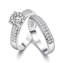 Nowa Moda Obrączka Four-Claw Micro Inlay Cyrkon Para Pierścień Moda Anti-Real Diamond Pierścień Biżuteria Hurtownia