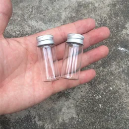 22 * 50 * 13mm 10ml Mini Glasflaskor med metalllock Tomma Små Wishing Bottle Glass Jars 100PCSlot