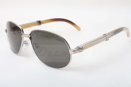 18 new high quality round sunglasses horn glasses 566 natural white glasses men and women sunglasses sunGlasess Size: 61-16-140mm