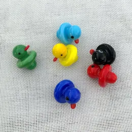 Colored Carb Cap Cute Yellow Duck Style Carb Caps Dome For Quartz Banger Nails Glass Water Pipes Glass Bubble 6 Colors