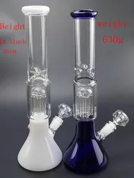 blu riciclatore bong d'acqua in vetro blu dab piattaforme petrolifere bong fatto a mano tubi dell'acqua gorgogliatore bong alto bicchiere altezza 36 cm peso 630 g