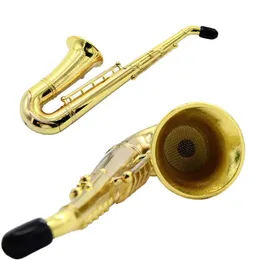 2018 Fashion Mini Brand New Saxophone high quality metal filter pipe handle spoon smoking pipe in stock