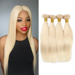 Peruwiańskie proste kolorowe włosy 4 wiązki hurtownie # 613 / wybielacz blond włosy peruwiański malezyjski brazylijski Remy Human Hair Extensions