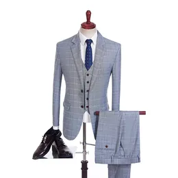 2019 عريس العريس الجديد أحرز طية صجر العريس Tuxedos Single Single Grayted Gray Disual Men Suits Wedding Blazer Bants V219W
