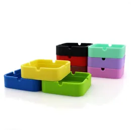 Newest Colorful Silicone Ashtrays Square Portable Durable Soft Innovative Design Easy To Clean High Quality Smoking Pipe Accessories