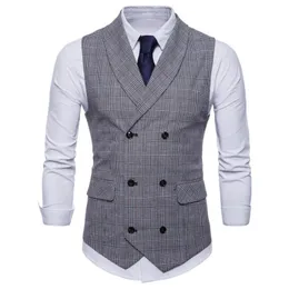 Men's Vest British Casual Suit Waistcoat Male Double Breasted Vest Man 2018 New Mens Tops Clothing Dress Slim Fit gilet homme