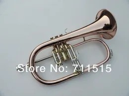New Oves FH-200 Phosphor Copper Gold Lacquer Professional Flugelhorn BB Trumpet Monel Ventiler Trumpet med väska