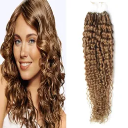 Brasilianska 1g per sträng 100g Gram per förpackning Micro Loop Ring Extensions Curly Remy Hair Pre Bonded