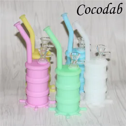 popular silicon rigs silicone hookah bongs glow in dark silicon oil dab rigs with 14mm glass bowl free dhl