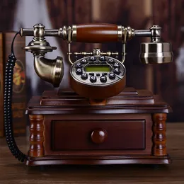 中国のソリッドウッドのアンティーク電話ヨーロッパのホーム固定線固定ラインアメリカンファッションクリエイティブな古風なレトロ電話