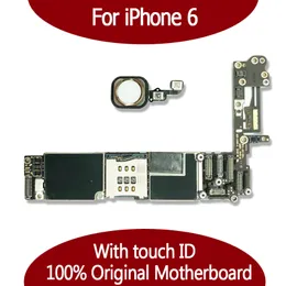 För iPhone 6 6G Motherboard 16GB 64GB 128GB Logic Board låst upp med touch -ID med fingeravtryck Original bra fungerande mainboard iOS gratis frakt