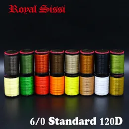 Royal Sissi 8spools/set lightly waxed 6/0  tying thread multi filaments 120D flat polyester tying thread in standard bobbins
