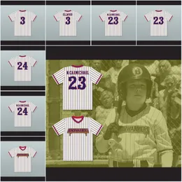 Men Jon Lovitz Mel Carmichael 24 Benchwarmers Pinstriped Baseball Jersey Marcus Ellwood 3 Nelson Carmichael 23 Jerseys