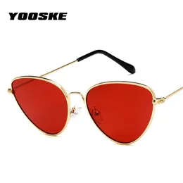 Yooke retro kattögon solglasögon kvinnor röd cateye solglasögon mode lätt vikt solglasögon för kvinnor vintage metall glasögon 10st