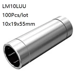 100 قطعة / الوحدة LM10LUU 10 ملليمتر أطول الكرات الخطية الخطية انزلاق جلبة المحامل الخطية أجزاء الطابعة 3d cnc راوتر 10x19x55 ملليمتر