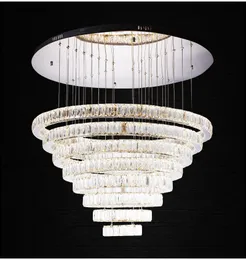 Contemporary LED Crystal Pendant Lamp K9 Crystals Chandelier Lighting Fixture with 6/8 Rings