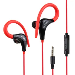 Przewodowe słuchawki stereo do smartfonów 3,5 mm słuchawki sportowe w uszu Anelując słuchawki biegowe z słuchawkami sportowymi mikrofonowymi