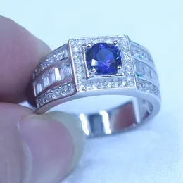 Real Male Jewelry Soild 925 Sterling Silver Kvinna Ring 1ct Birthstone 5A Zircon Stone 5A CZ Party Wedding Band Ring för män