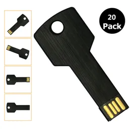 벌크 20pcs 금속 키 1GB USB 2.0 플래시 드라이브 블랭크 미디어 플래시 메모리 컴퓨터 용 플래시 메모리 스틱 컴퓨터 노트북 태블릿 썸 스토리지 펜 드라이브 다색