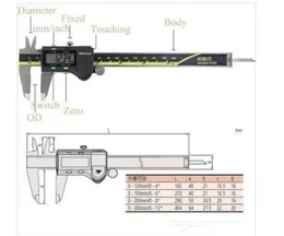 Mitutoyo Absolute Digimatic Caliper 0-150mm 0-6標準の外側と内側の顎を硬化させたステンレス2260