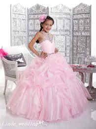 Pink Sparkly Girls Pageant Dress Princess Ball Gown Rhinestone Party Cupcake Prom Dress For Young Short Girl Pretty Dress For Litt224o