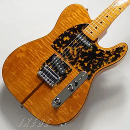 在庫HS Anderson Hohner Madcat Mad Cat Flame Maple Top Sunburst Electric Guitar Leopard Pickguard、Red Turtle Binding、Vintage Tuners