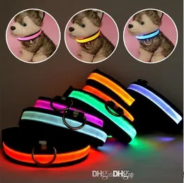 Glow LED Dog Pet Cat Flashing Light Up Nylon Collar Night Safety Collars dostarcza produkty S M L XL Rozmiar B498