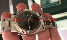 高級メンズ腕時計 116334 41 ミリメートルステンレス鋼/WG デイトジャスト II ブラックローマンダイヤルアジア 2813 ムーブメント自動メンズ腕時計オリジナルボックス