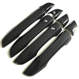 8 Pcs Estilo Fibra De Carbono Do Carro Exterior Da Porta Handle Grab Tampa Moldura Guarnição Styling Para honda civic 10th 2016 2017 rhd