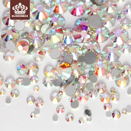 Mix Sizes 1000pcs SS3-SS10 Crystal Clear AB Non Hix Flatback Rhinestones Nail Rhinestoens For Nail Art Decoration Gem H0248