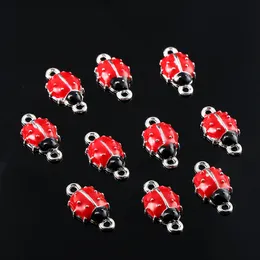 Semester Gift Design Handiwork Black Red Enamel Ladybird Charm för DIY Smycken 200PCS Partihandel