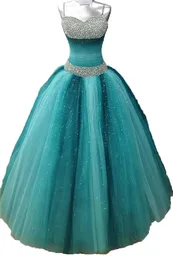 2019 Sexy Sweetheart Crystal Ball Gown Quinceanera Jurken Tule Plus Size Sweet 16 Jurken Debutante 15 jaar Formele Party Jurk BQ186