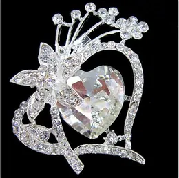 Luksusowe wielkie kryształy serca Znakomita broszka bukietowa na ślubne lśniące Diamante Broachres Kobiety odzieżowe