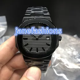 Relógio de negócios masculino de aço inoxidável preto moda de alta qualidade relógio espiral automático relógio mecânico frete grátis