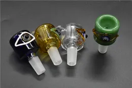 Wholesale BIG 14mm 18mm Bowl Glass eye Style Thick Pyrex Glass Bowls with handle Tobacco Herb Water Bong Bowl Piece for Smoking MIX SIZE
