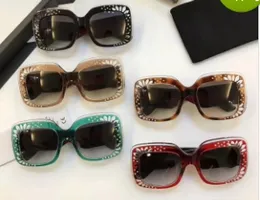 Kobiety Designer Stone 3862 Turkusowy Zielony Niebieski Czerwony Kryształ Square Okulary Sunglasses Fashion Brand Okulary 5 Kolor